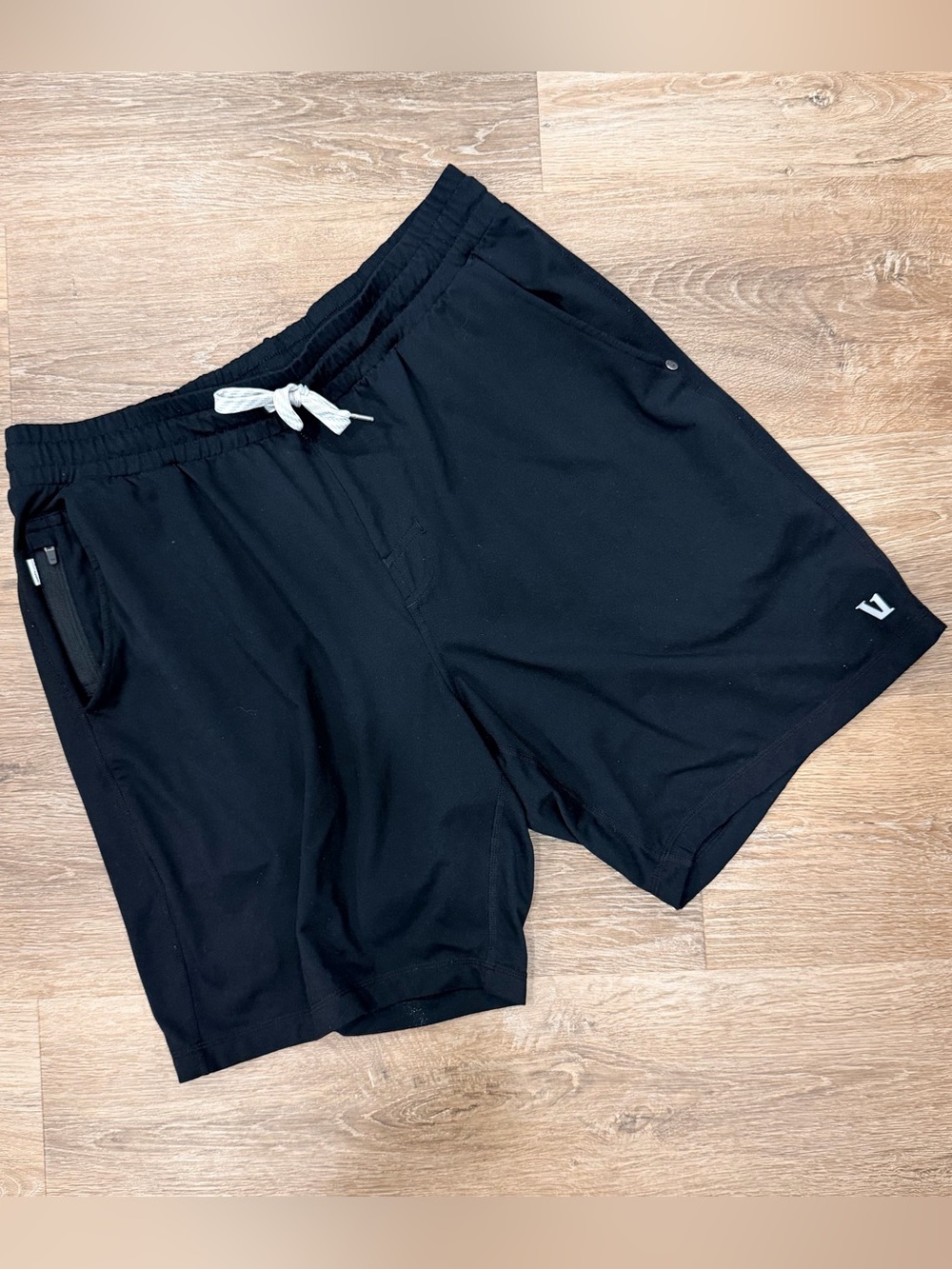 Vuori Black Athletic Shorts with White Drawcord